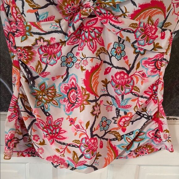 Free Country Women’s Floral Pink and White Tankini Spaghetti Strap Top Size 16 - Picture 3 of 7